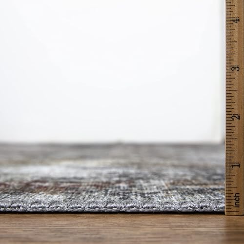 Miniatura 6 de Bloom Rugs Alfombra lavable antideslizante de 3 x 5 pies - grisrojomarrón - Alfombra abstracta moderna para sala de estar, dormitorio, comedor y