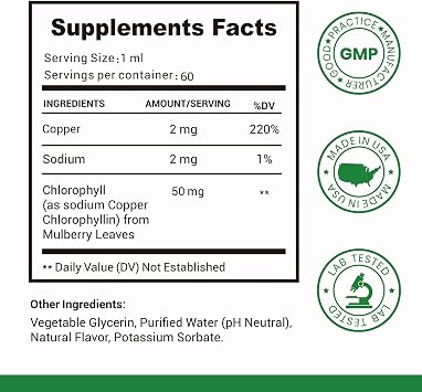 Heivy Chlorophyll Liquid Drops 50mg, 2 fl oz, Natural Flavor