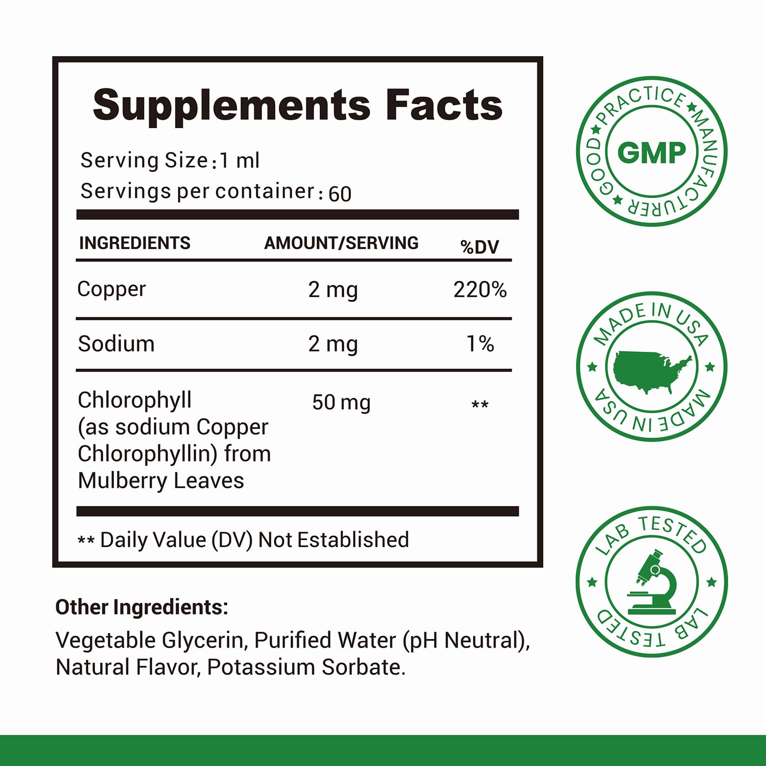 Heivy Chlorophyll Liquid Drops 50mg, 2 fl oz, Natural Flavor — Amazon image 2
