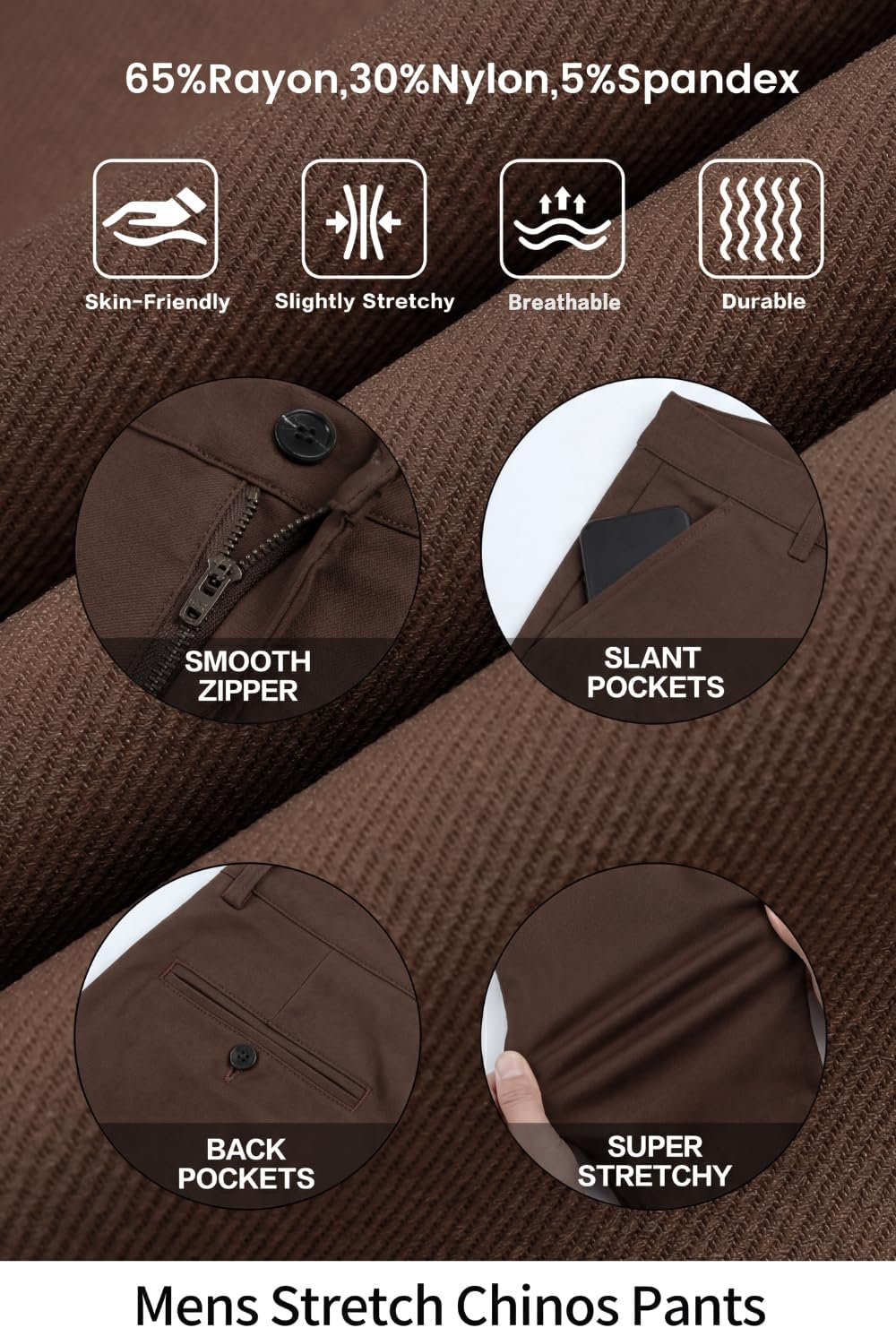 GINGTTO Mens Dress Pants Slim Fit Stretch Chino Pants for Men