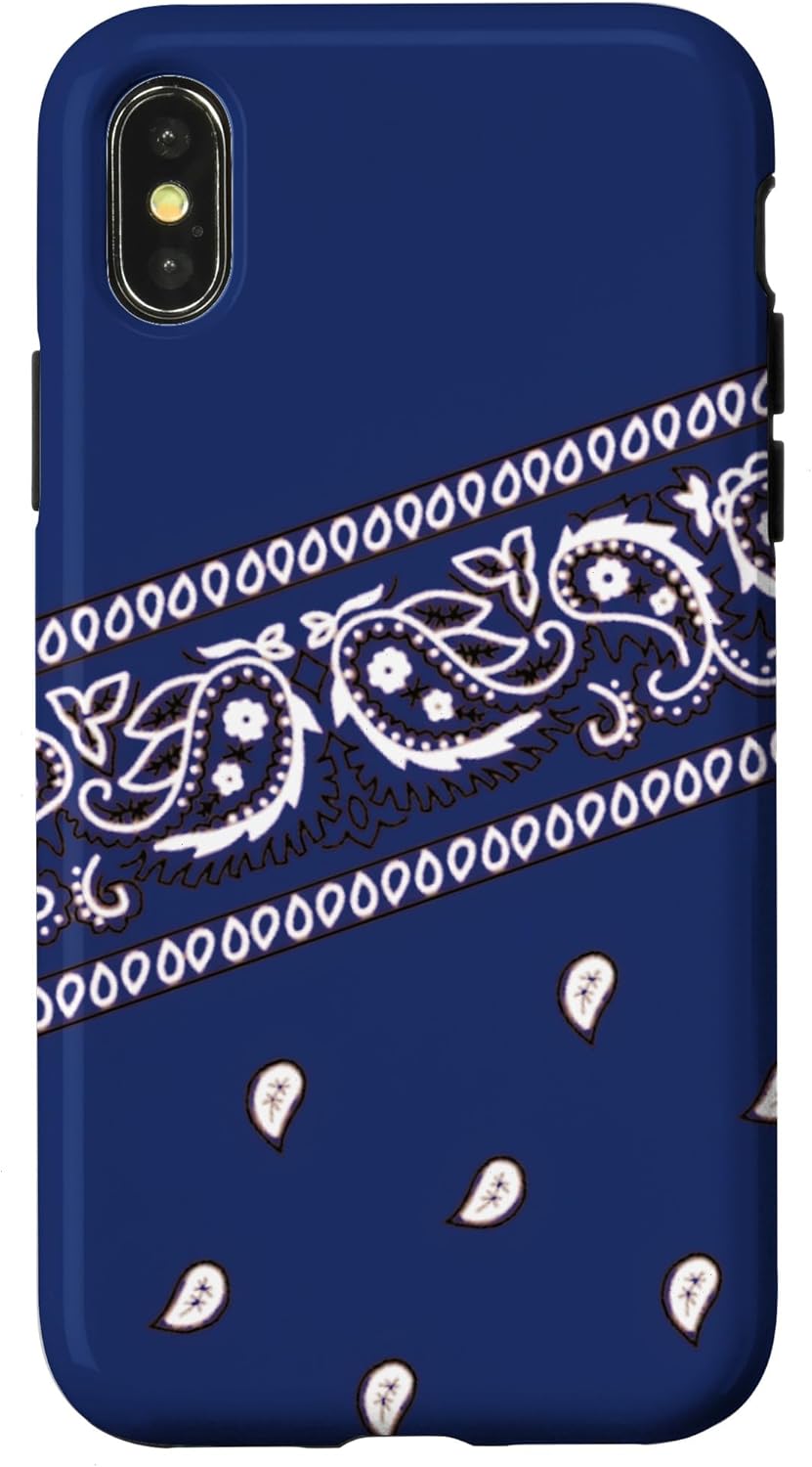 Navy Blue Bandana Style Urban Paisley Print Art Pattern Case for iPhone 14 Plus
