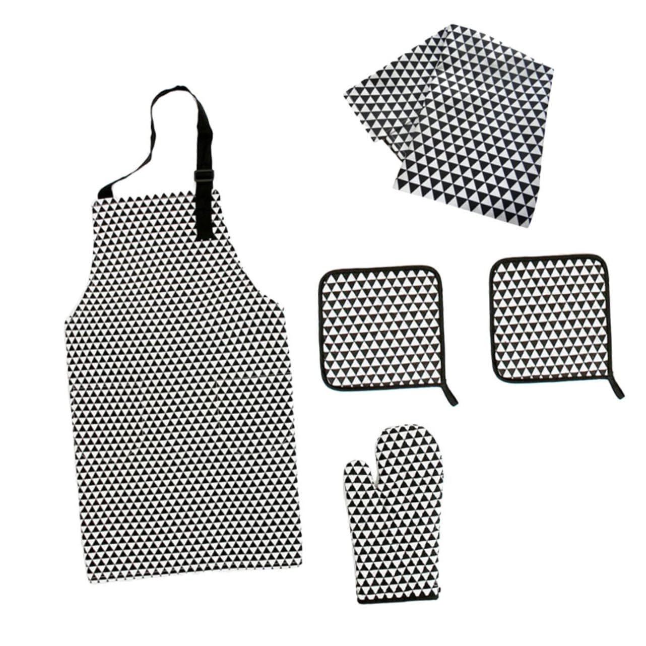 5 Stück Schwarzes Küchenschürzen Ärmellos Dreieckig aus Baumwolle mit 2 Taschen Verstellbar für Küche und Garten