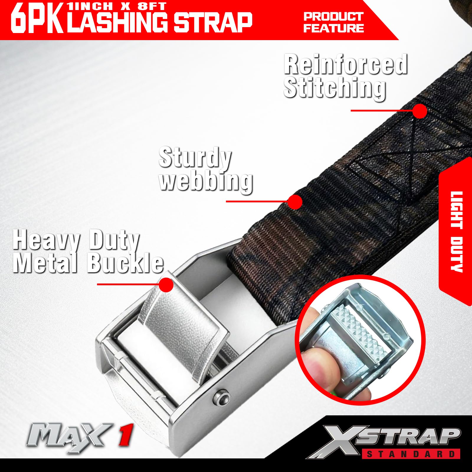XSTRAP Lashing Straps - 8ft, 6 Pack -4