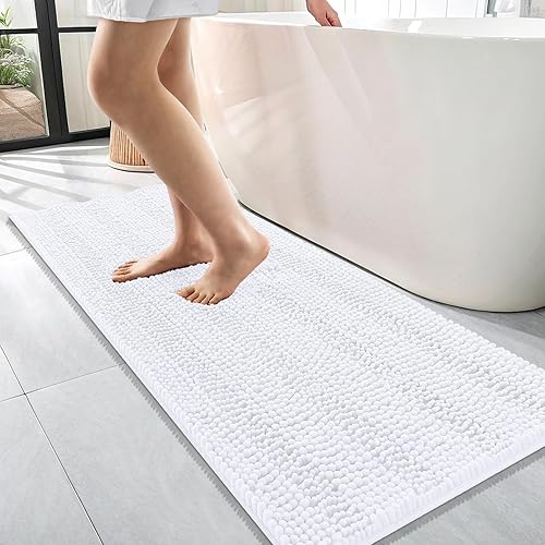 Miniatura 24 de OLANLY Tapetes de baño gruesos de felpilla a rayas de 30 x 20 pulgadas, extra suaves, absorbentes, con parte trasera de goma, se pueden lavar