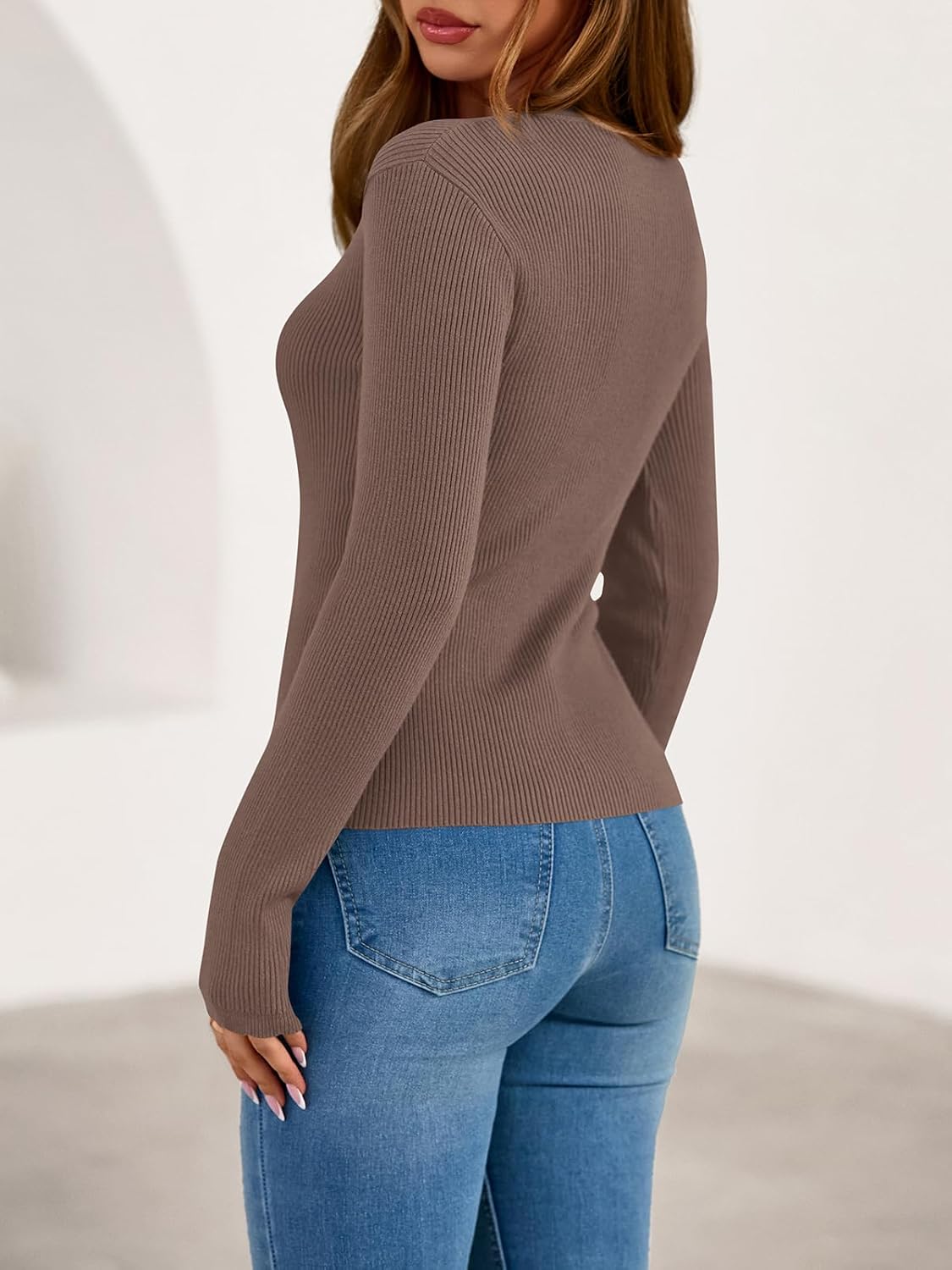 PRETTYGARDEN Womens Long Sleeve Shirts Ribbed Knit Fitted Cute Tops for Women Trendy Basic Pullover Shirt Fall Clothes - Image 5