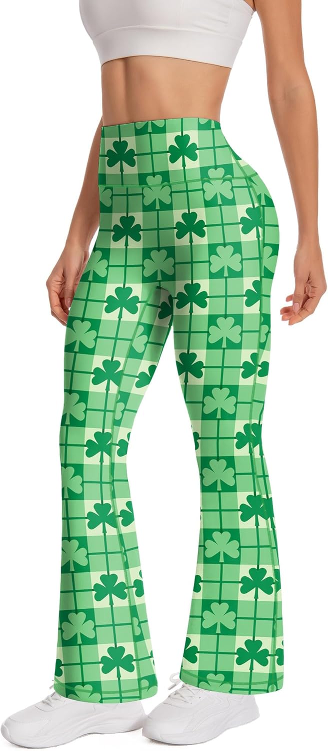 Women's St. Patrick's Day Flare Yoga Pants, High Waisted Bell Bottom Leggings - Image 3