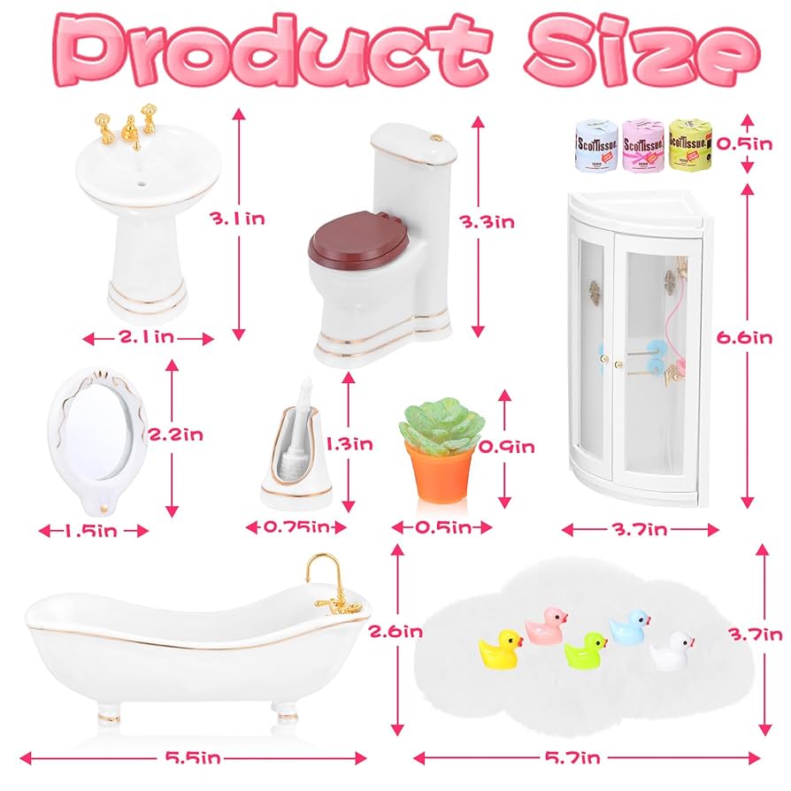 ❤️ミニチュア バスルーム 5点セット 新品 Amazon.co.jp: Generic 1:12 スケールドールハウスバスルーム