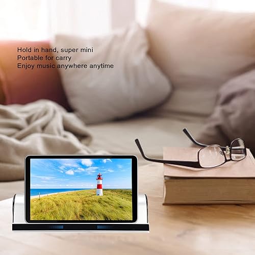 Miniatura 3 de Altavoz Bluetooth, 2 en 1 para tableta, soporte para teléfono para escritorio, altavoz estéreo portátil, controlador dual, recargable, elegante,