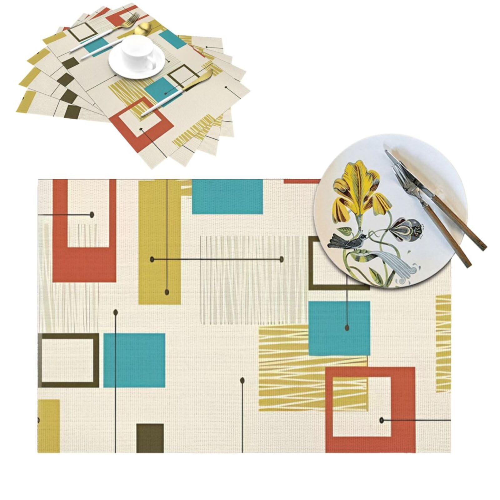 Set de table moderne milieu du siècle PVC lavable 30x45 cm