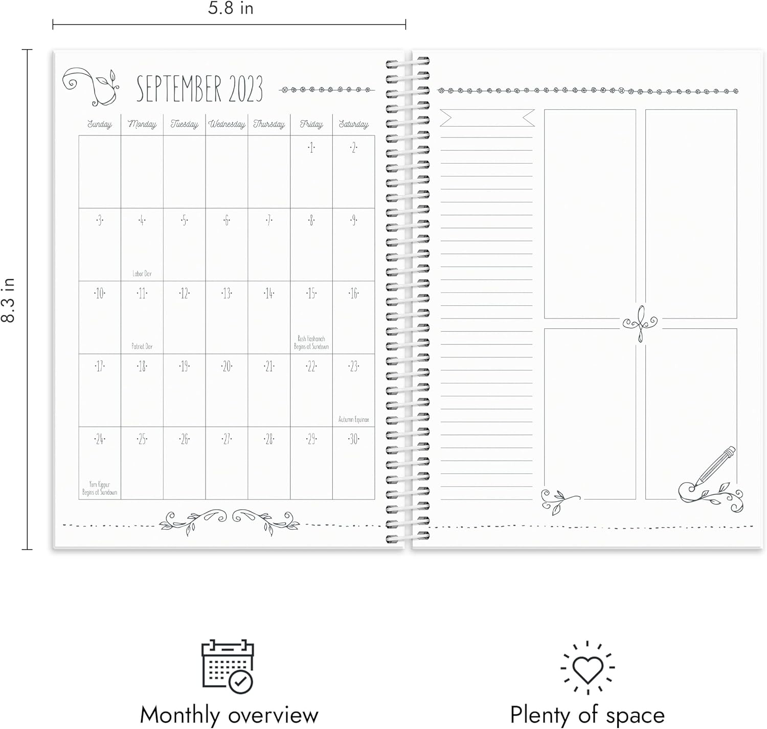 Burde Planner 2023 Doodle | 12 December 2022 to 7 January 2024 | 8.27 x 5.91" | Weekly Planner with Monthly & Yearly Overview | Creative & Stickers Included : Office Products
