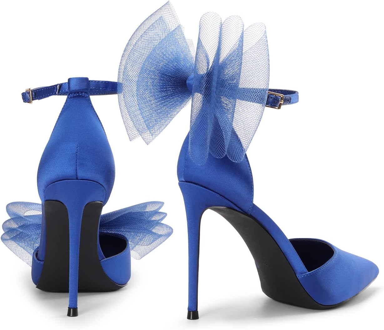 DREAM PAIRS Women's High Heels Strappy Closed Toe Stiletto Pointed Toe Mesh Bows Ankle Strap D'Orsay Sexy Dress Wedding Party Pumps Shoes - Image 5