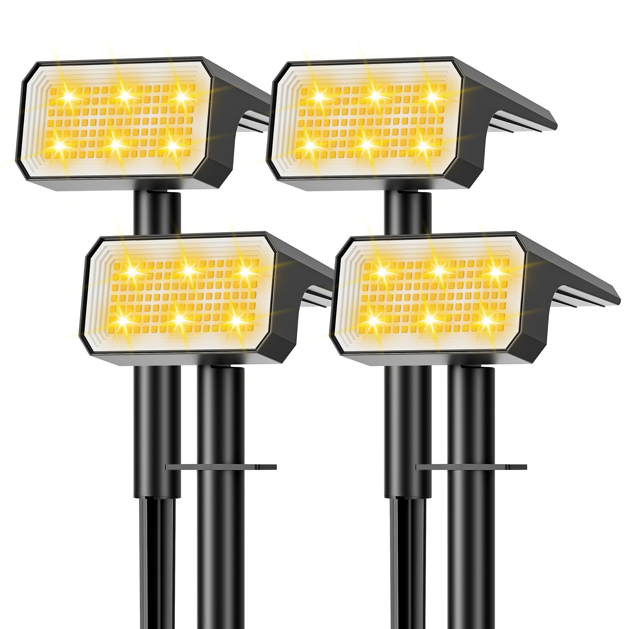 Solarlampen für Außen Garten, 118LEDs Solarstrahler für Außen 3000K Warmweiß LED Solar Strahler, 4 Helligkeitsmodi Solar Gartenleuchten IP67 Wasserdicht Solarleuchten für Außen Hof Gehweg【4 Stück】