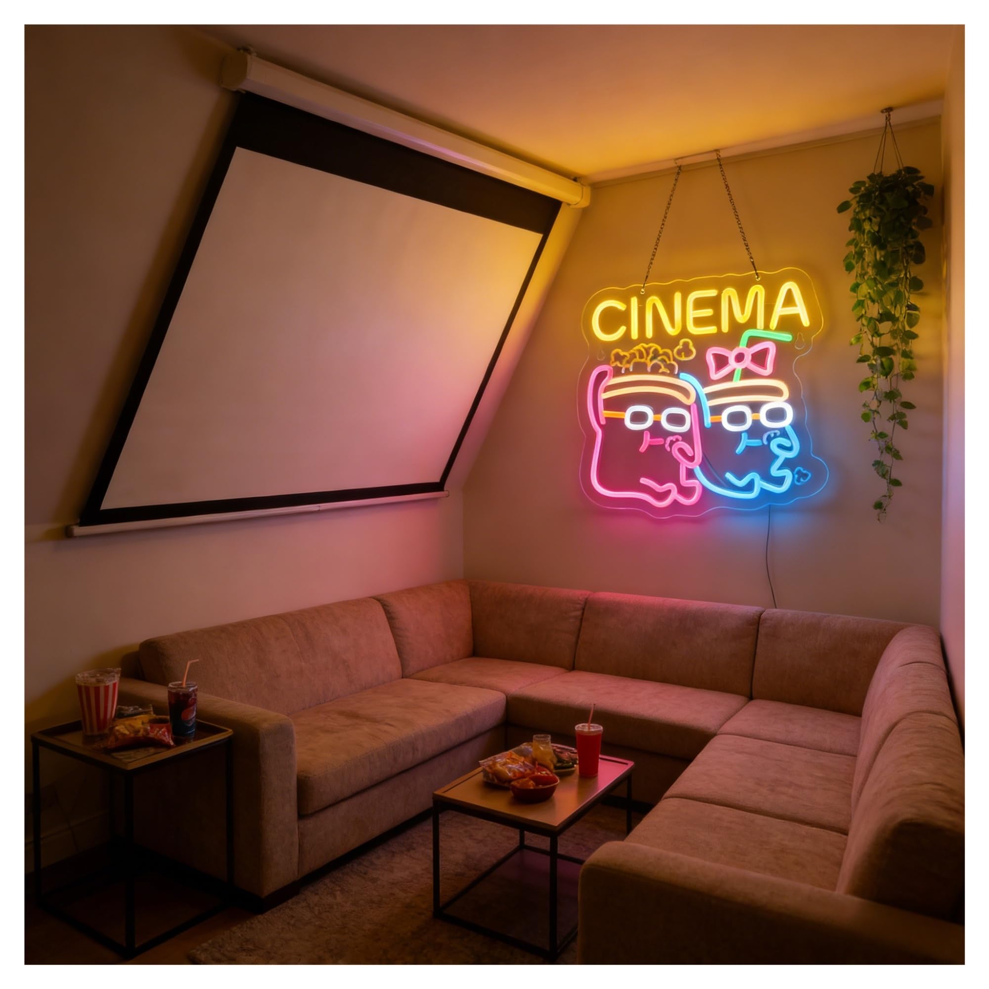 XENITE Luci al Neon Da Parete Luce LED Dimmerabile USB Per Insegna Al Neon Cinemaper Decorazioni Commerciali E Home Theater Per Film, Camera Da Letto 33X32cm