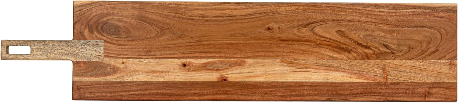 Creative Co-Op Acacia and Mango Wood Cheese and Serving Board with Handle, Natural