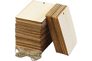 FSWCCK 40-Pack Unfinished Rectangle Wood Tags with Holes