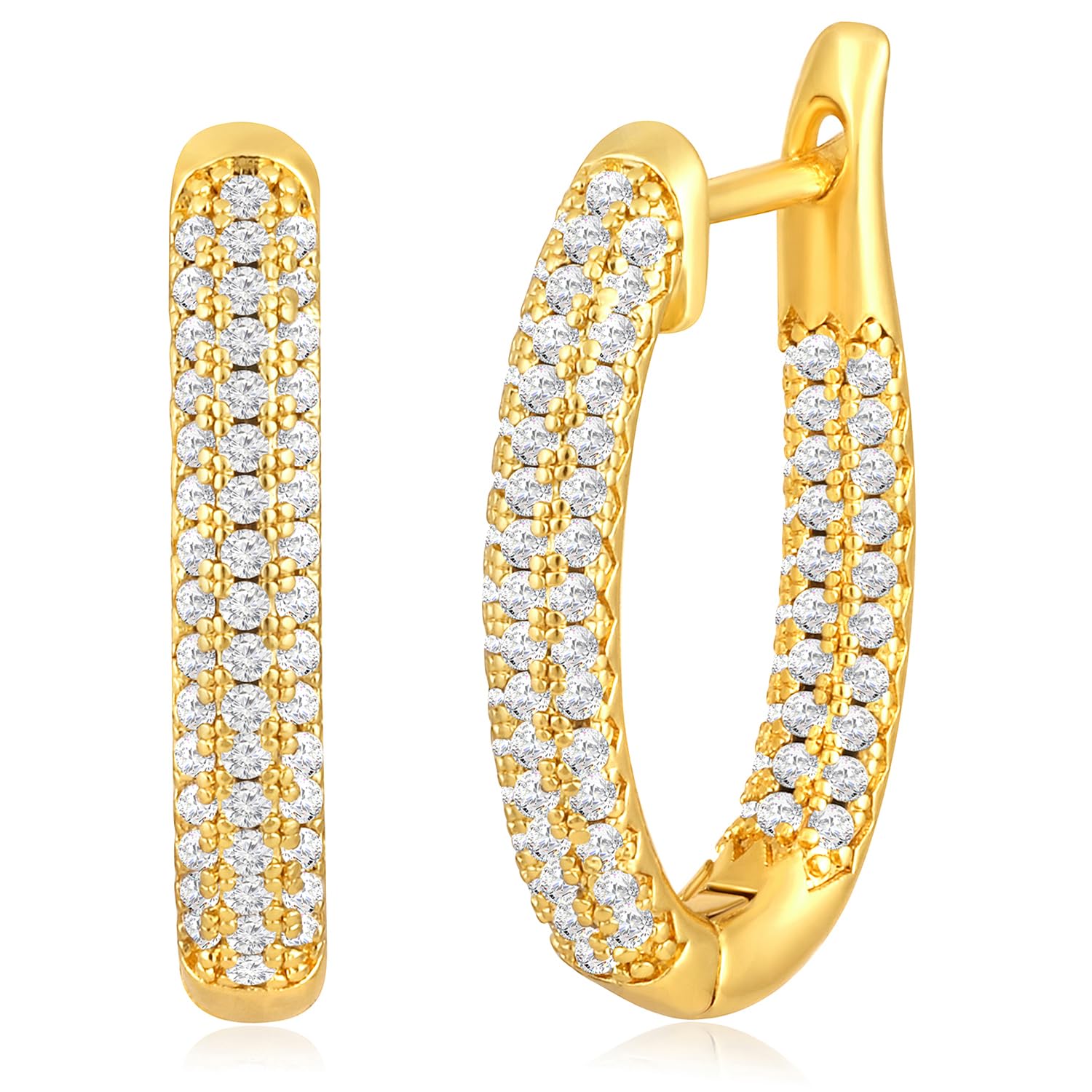 Peora Gold Plated Cubic Zirconia Studded Stylish Hoop Earrings Fancy Fashion Work/Office Jewellery for Women Girls (B0DDKKKKDN) Amazon Price History, Amazon Price Tracker