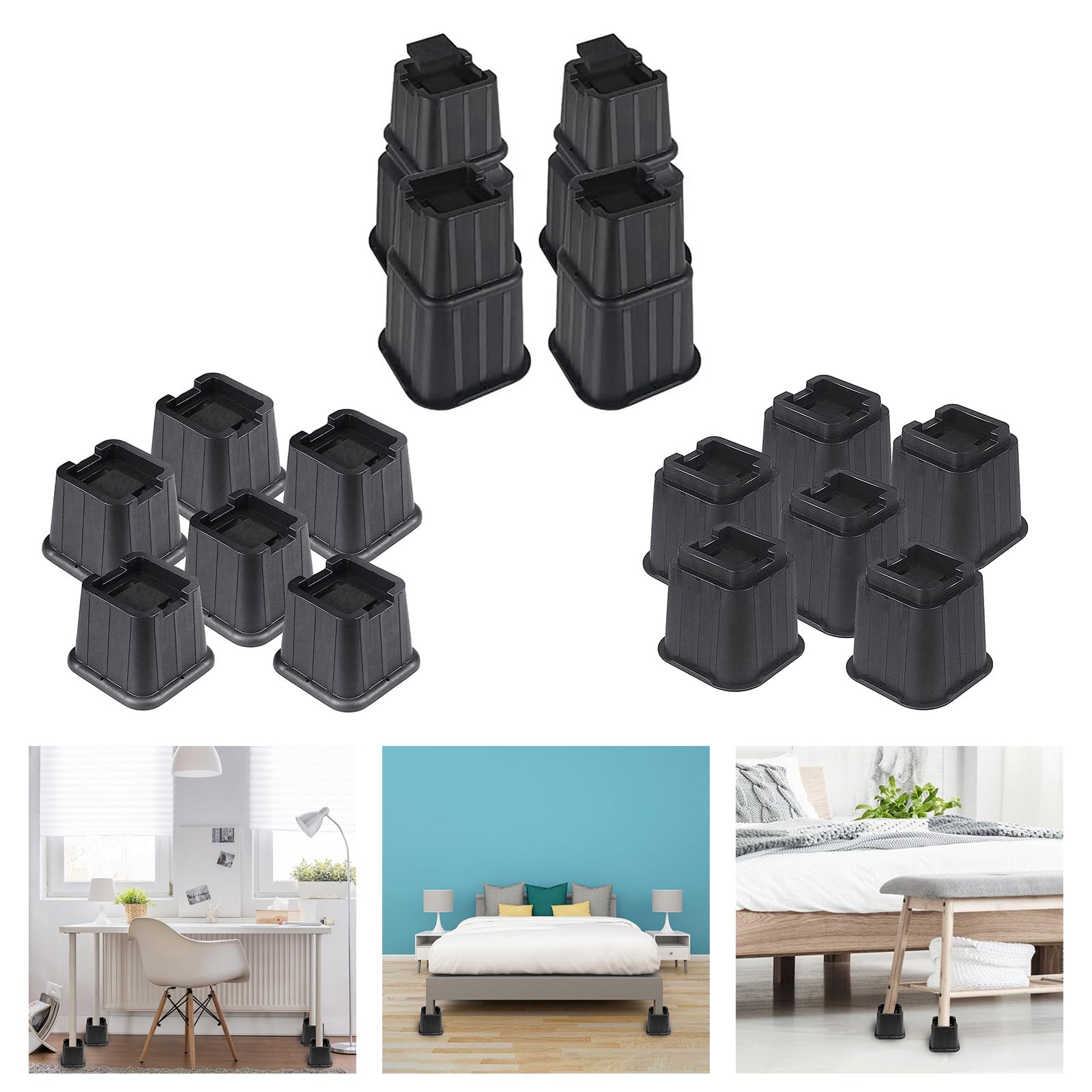 Muebles generales Elevadores de piernas sin patines Cama Sofá Pies Acolchado Amplificador de altura Diseño fuerte Fácil Mantenimiento Fácil Elevadores de muebles apropiados para la edad