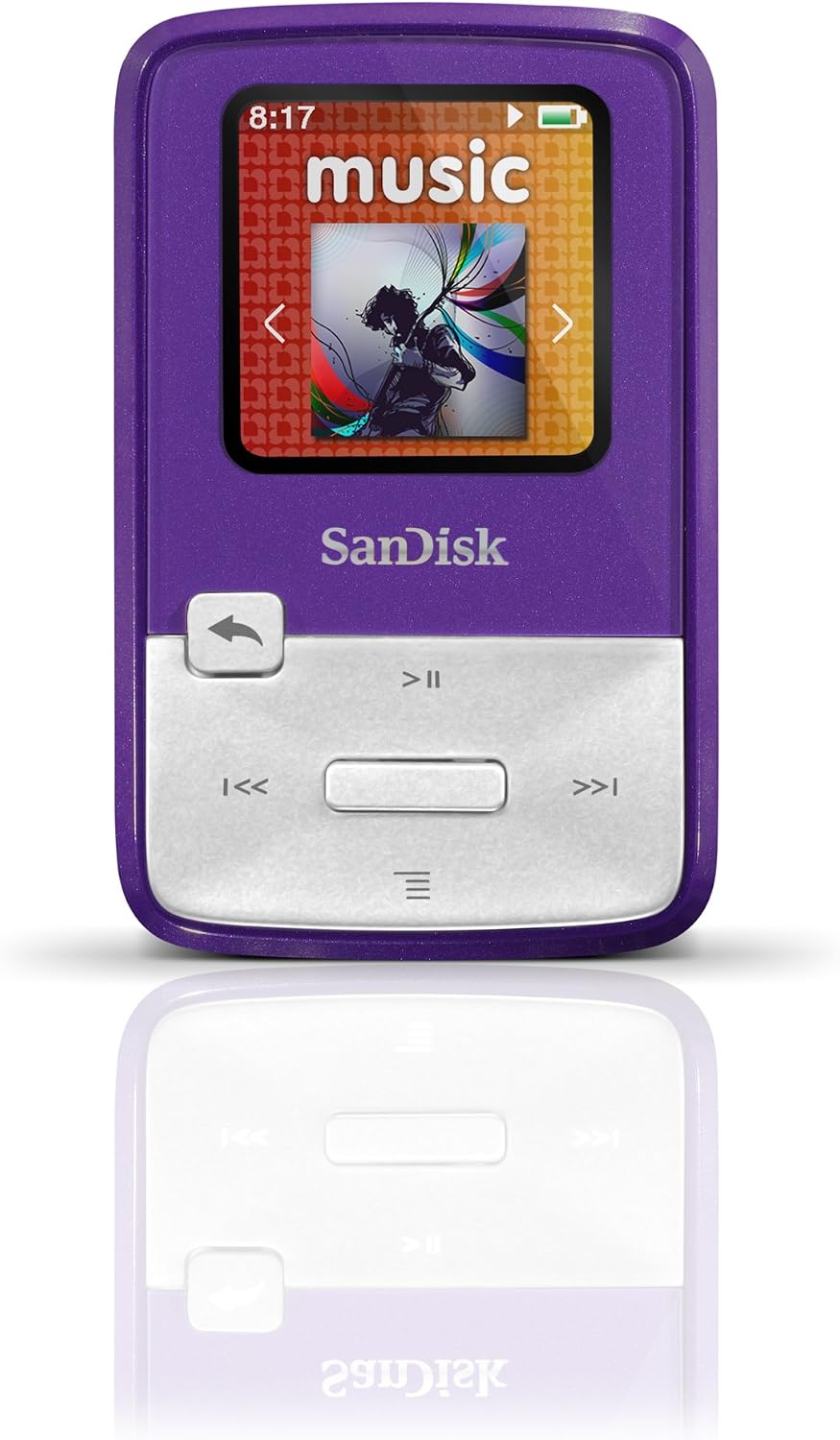 SanDisk Sansa Clip Zip 4GB MP3 Player, Purple With Full-Color Display, MicroSDHC Card Slot and Stopwatch- SDMX22-004G-A57P (Discontinued by Manufacturer)