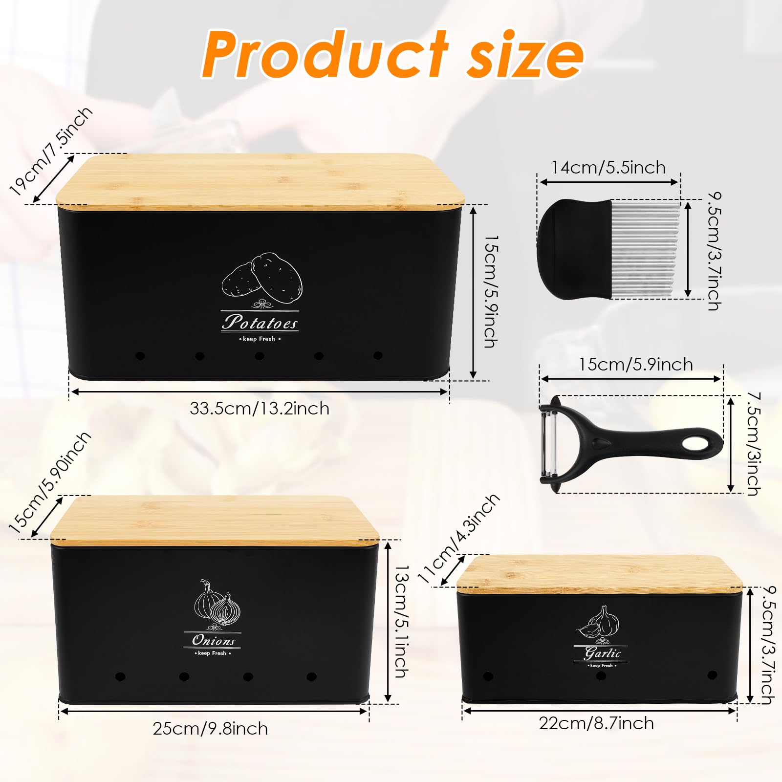Kartoffel Aufbewahrungsbox 5er Set GemüSe Aufbewahrungsbox Küche Mit Sparschäler Und Wellenschneider FüR Knoblauch Zwiebel Kartoffel Aufbewahrung
