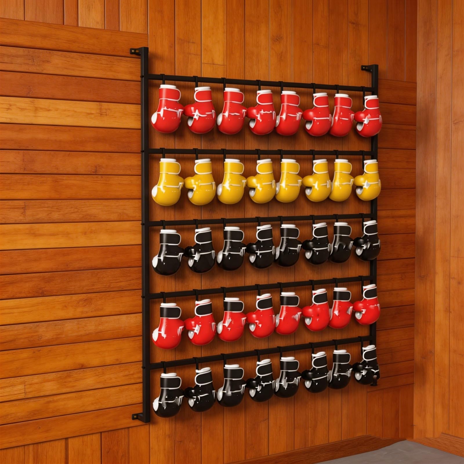 Supporto da parete per guantoni da boxe e stendibiancheria, espositore in metallo a 5 ripiani per 20 paia, asciugatura ventilata per palestra e casa