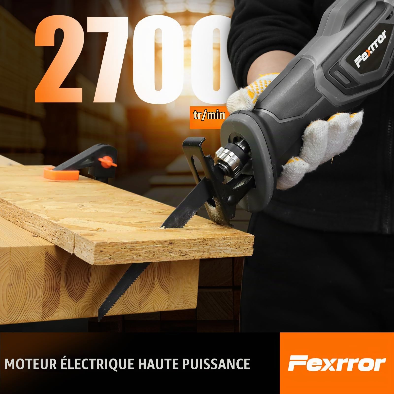 Scie Sabre Sans Fil 20V, Scie Sabre à Batterie 2000mAh, Changement de Lame Sans Outil avec 4 Lames de Scie, Coupe le Bois/Métal/PVC