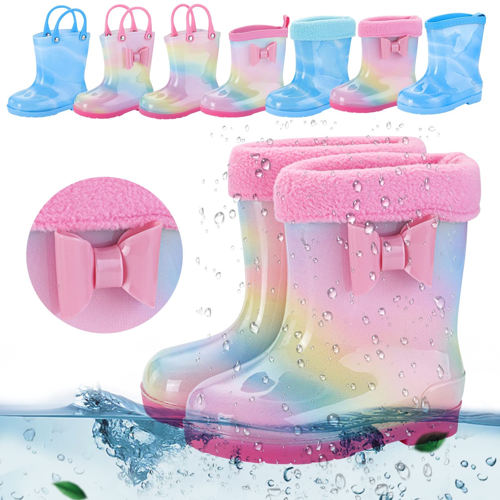 Stivali di gomma per bambini, stivali da pioggia per bambini, scarpe da pioggia per bambini, comode da pioggia, antiscivolo, impermeabili, per primavera, estate, per bambini