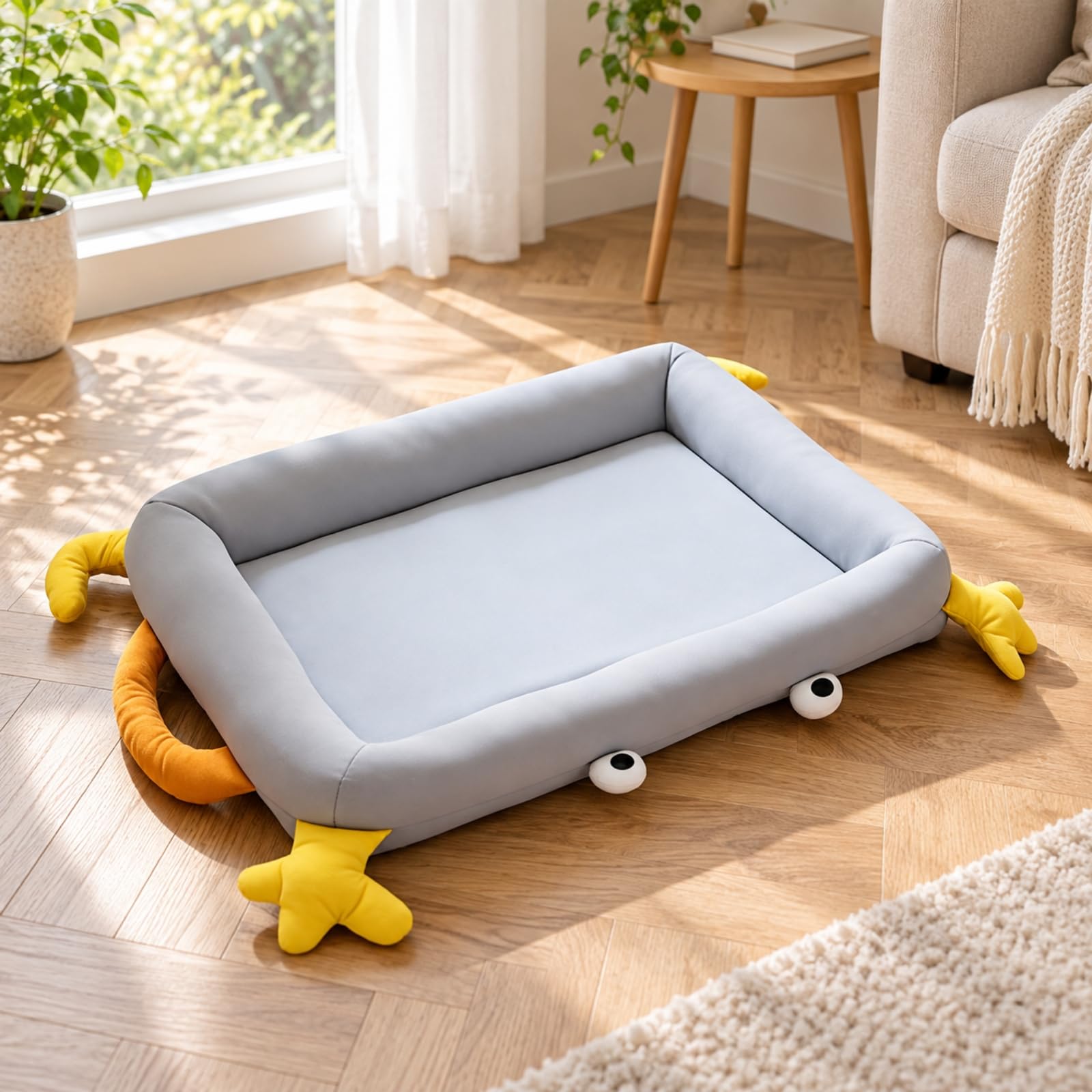 Rechteckiges Haustierbett mit Gepolsterten Randwülsten Haarabweisend Katzenbett mit Wasserabweisender Oberfläche Weich für Wohnzimmer, Haustierecke, C