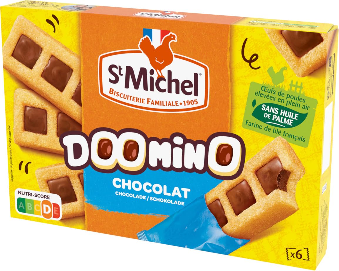 St Michel Doomino Chocolate 180 g – Deliciosas galletas de chocolate – 9 paquetes de 180 g