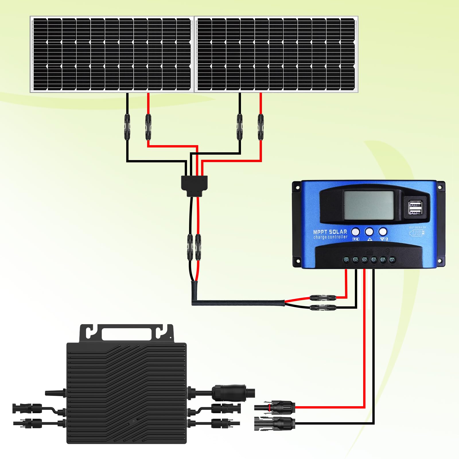 Paquete de 2 conectores solares para paneles solares 2-3-4-6-8, conectores de paneles solares sin herramientas de 10 AWG, divisor de panel solar impermeable, adaptador paralelo de rama de 2 a