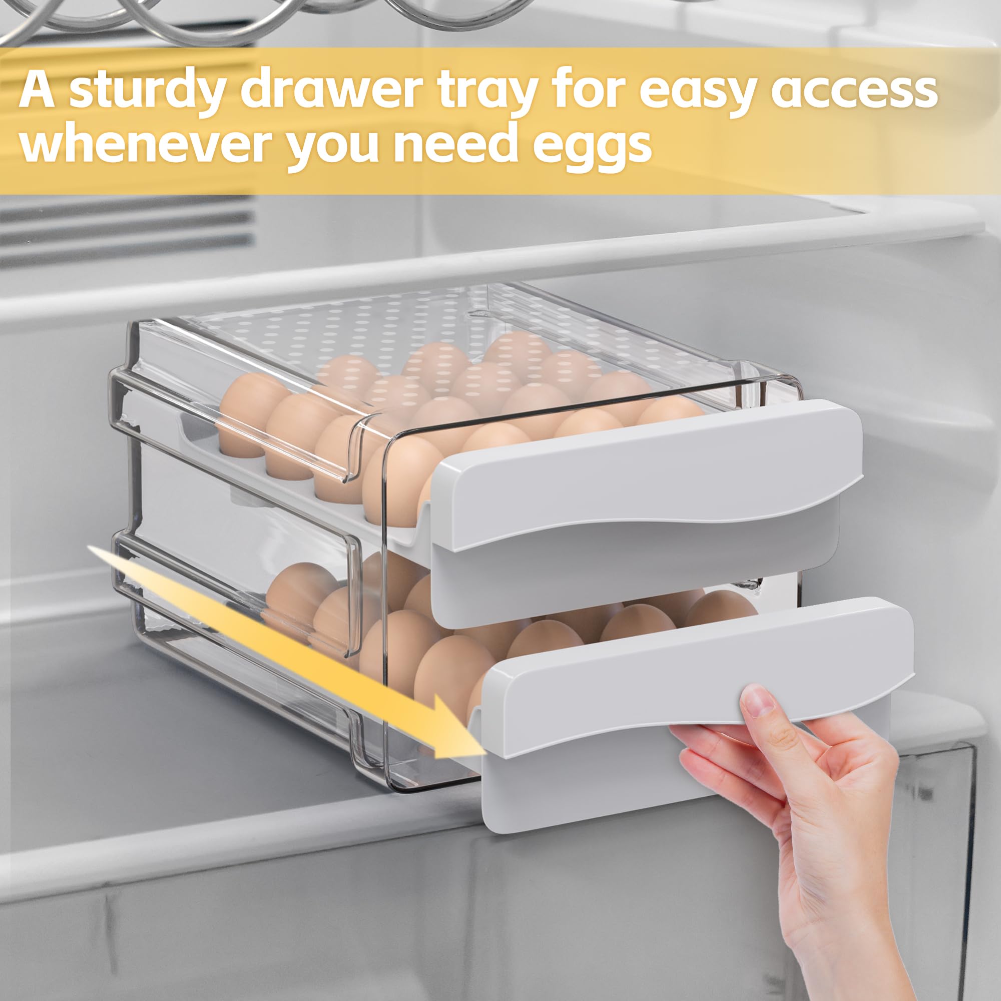 Boîte à œufs en Plastique,Tiroir à œufs Pour Réfrigérateur,40 Œufs Boite a Oeuf Frigo,Deecam Boîte de Rangement D'œufs à Tiroir Transparent Empilable, Pour la Conservation des Oeufs