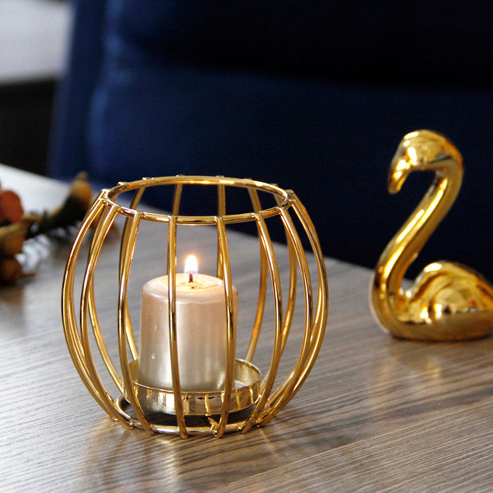Golden Metal Candle Holders - Set of 3 -10 Golden Metal Candle Holders - Set of 3 -10