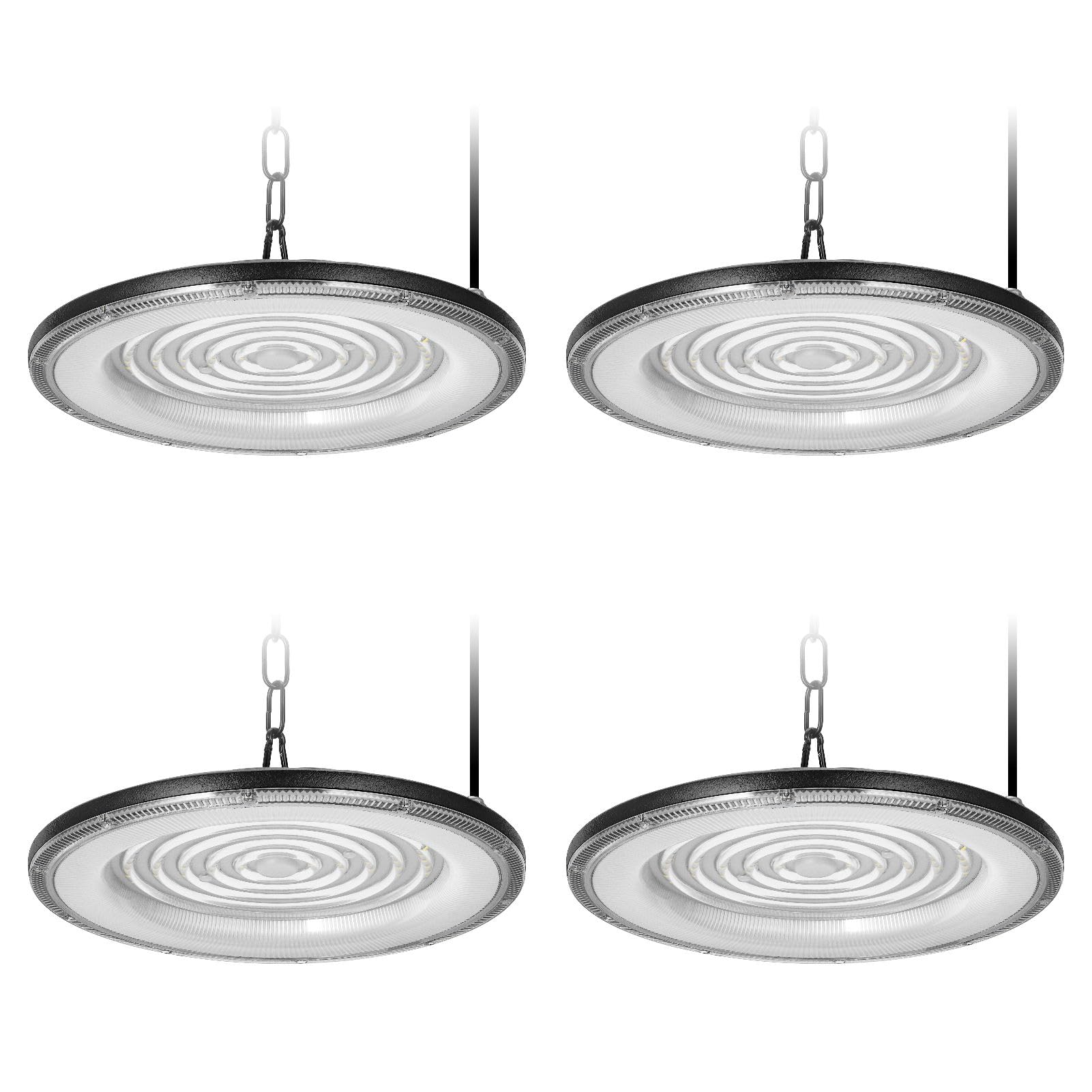300W UFO LED High Bay Lumière - 30000LM LED Projecteur LED Industriel Intérieur, Blanc Froid 6500K, Éclairage de Baie Commerciale Étanche IP66 pour Atelier Usine Garage Entrepôt （4 Pièces）