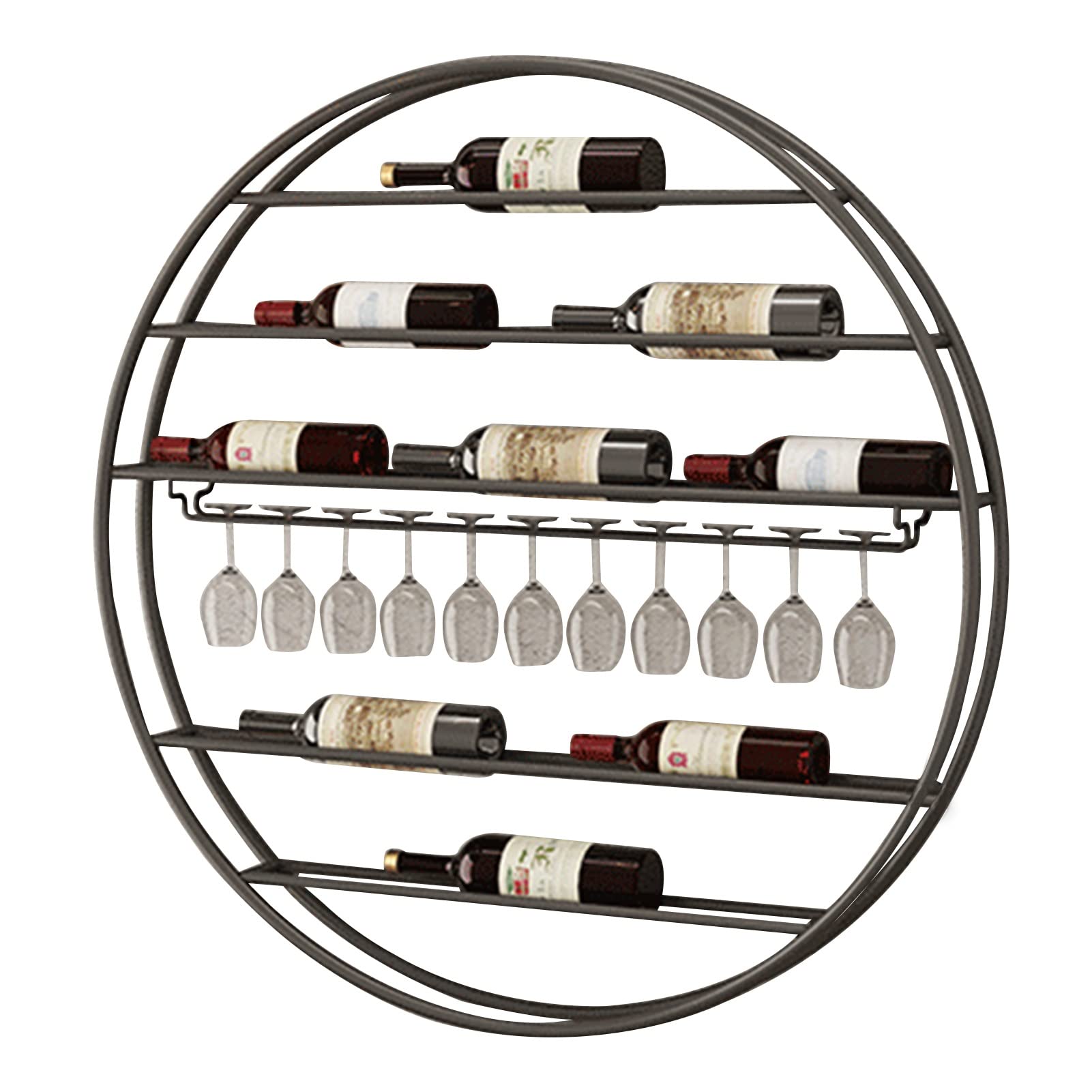 Étagère suspendue en métal noir pour bouteilles de vin haut de gamme
