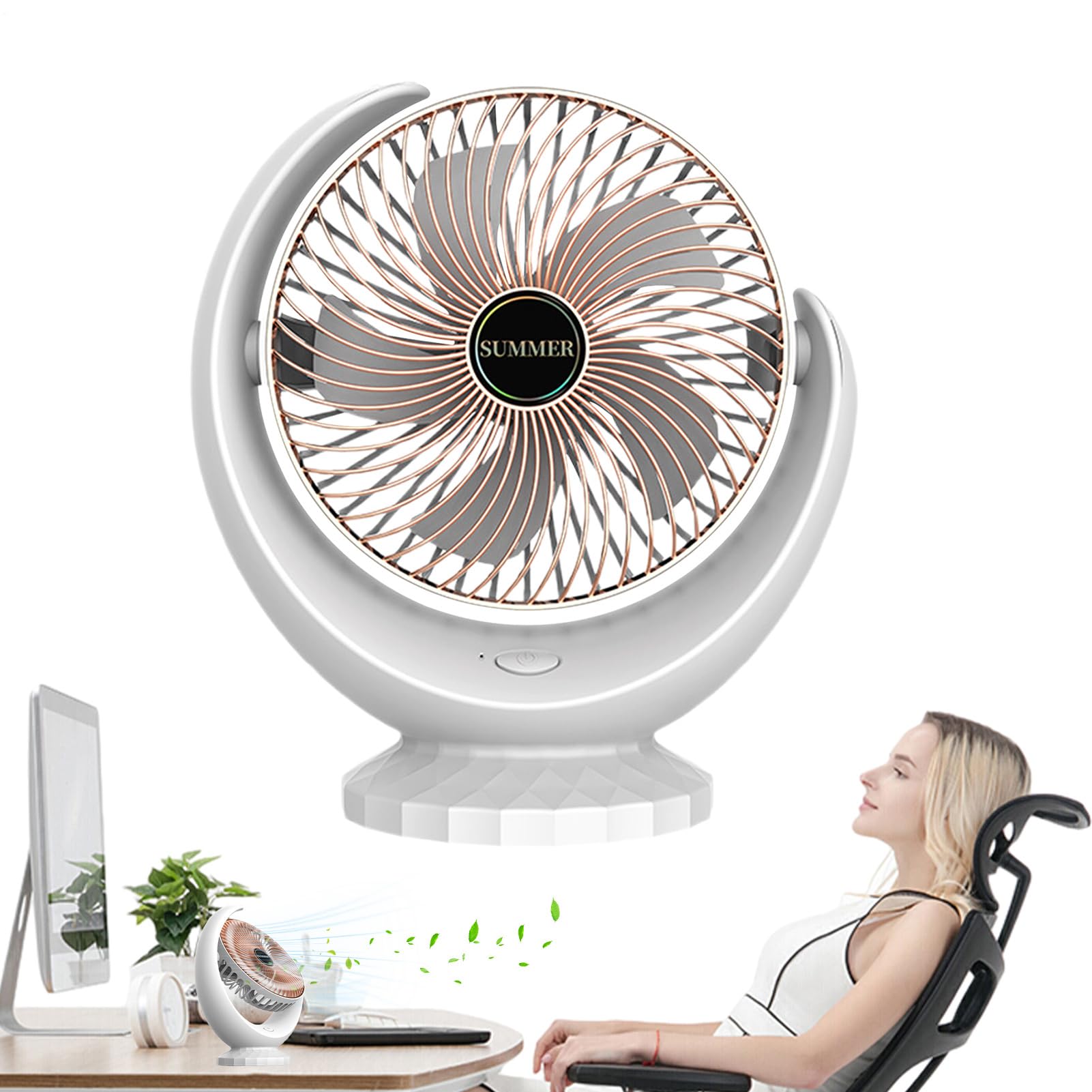 Ventilateur portable rechargeable et silencieux à 3 vitesses pour table