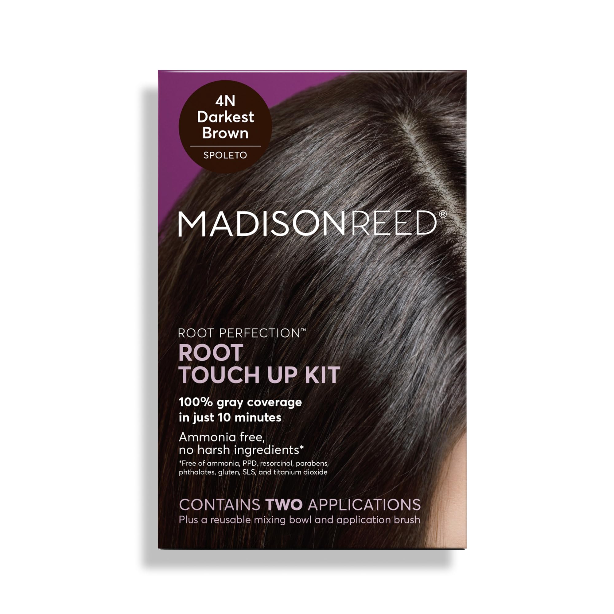Madison Reed Root Perfection Permanent Root Touch Up, Darkest Brown 4N Spoleto, 10 Minutes for 100% Gray Root Coverage, Ammonia-Free Hair Dye, Two Applications