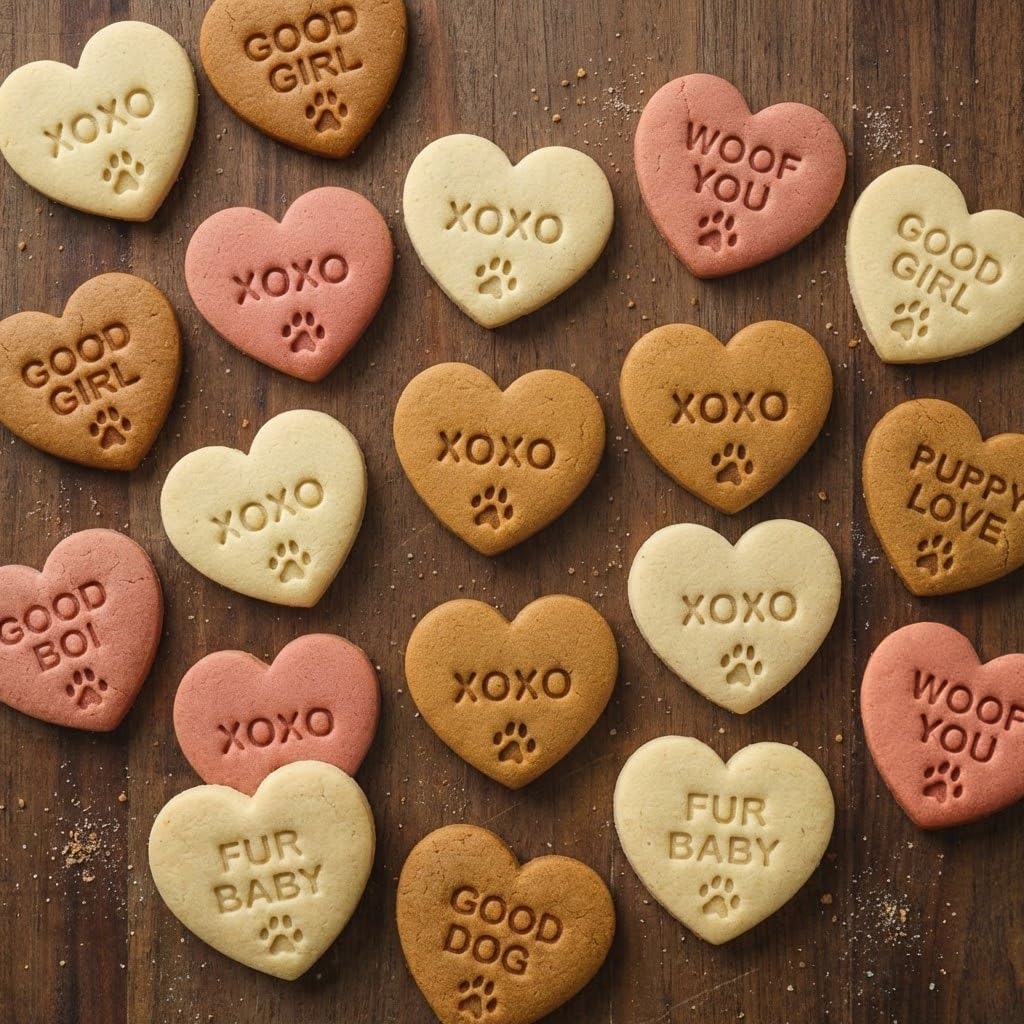 BAKERLOGY Lot de 10 emporte-pièces cœur avec message sur le thème chien – Pour amoureux des chiens, biscuits maison & friandises pour chiens, fondant & décor, Saint-Valentin