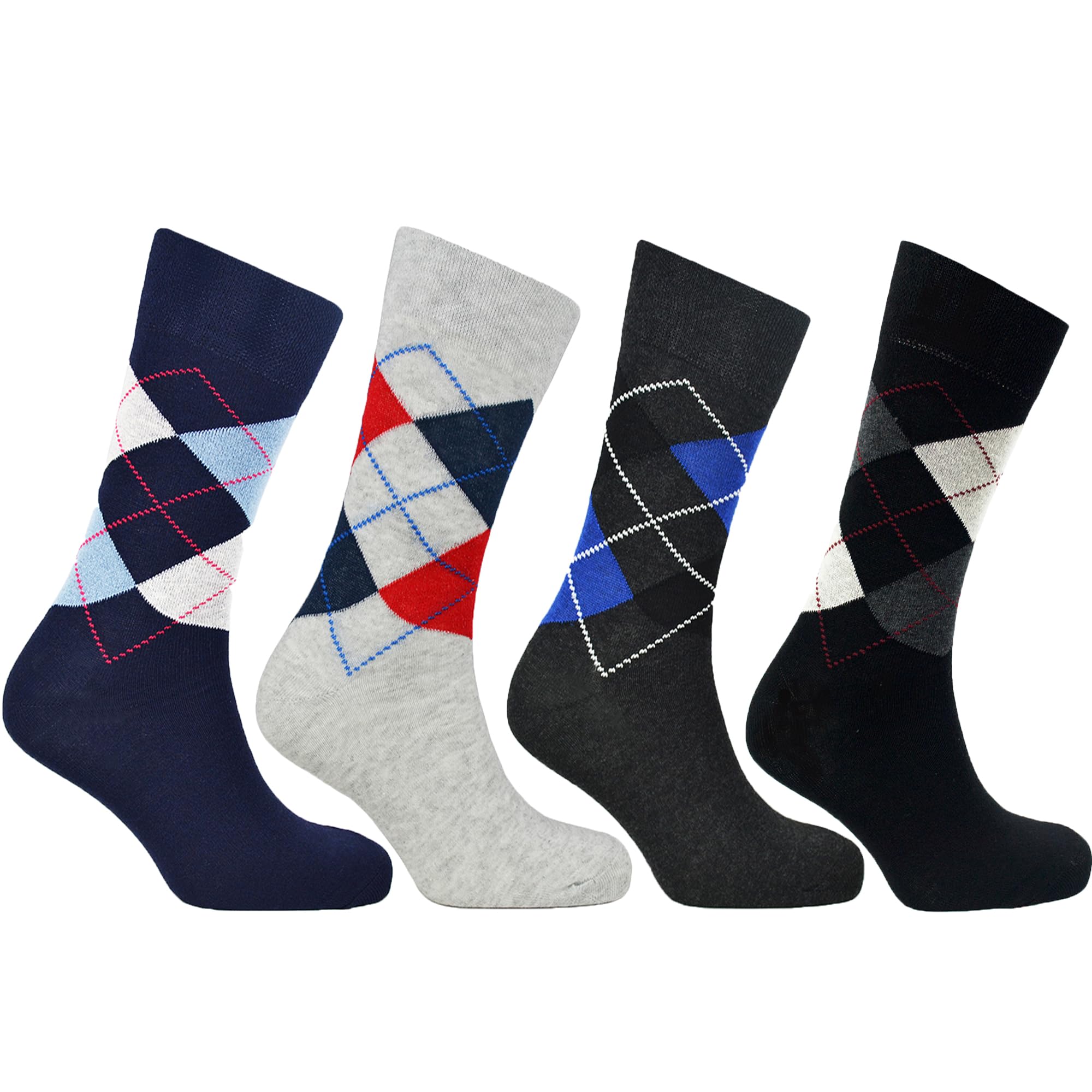 Pierre Klein Men's Assorted 6-Pairs Argyle Socks - Smart Dress Look - Suitable For Work And Casual Wear - Cotton Rich, Breathable And Durable - Uk 6-11 (Eur 39-46) - Colours