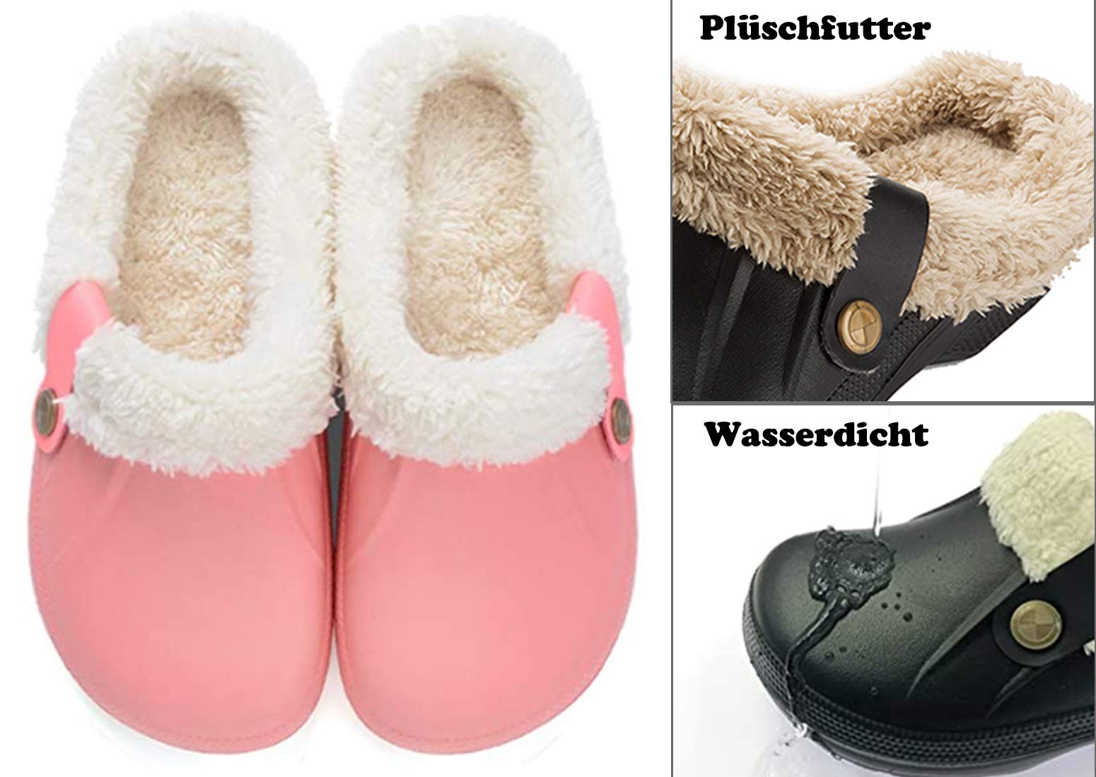 CELANDA Pantofole Invernali Donna Uomo Zoccoli e Sabot Unisex Ciabatte da casa Impermeabile Antiscivolo Scarpe da Giardino All'aperto/Interno,GR.35-47