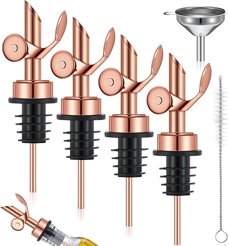 Miniatura 8 de Tioncy 4 Piezas Vertedores de Acero Inoxidable con Peso Boquilla de Aceite de Oliva Dispensador de Aceite de Oliva Apertura y Cierre Automático