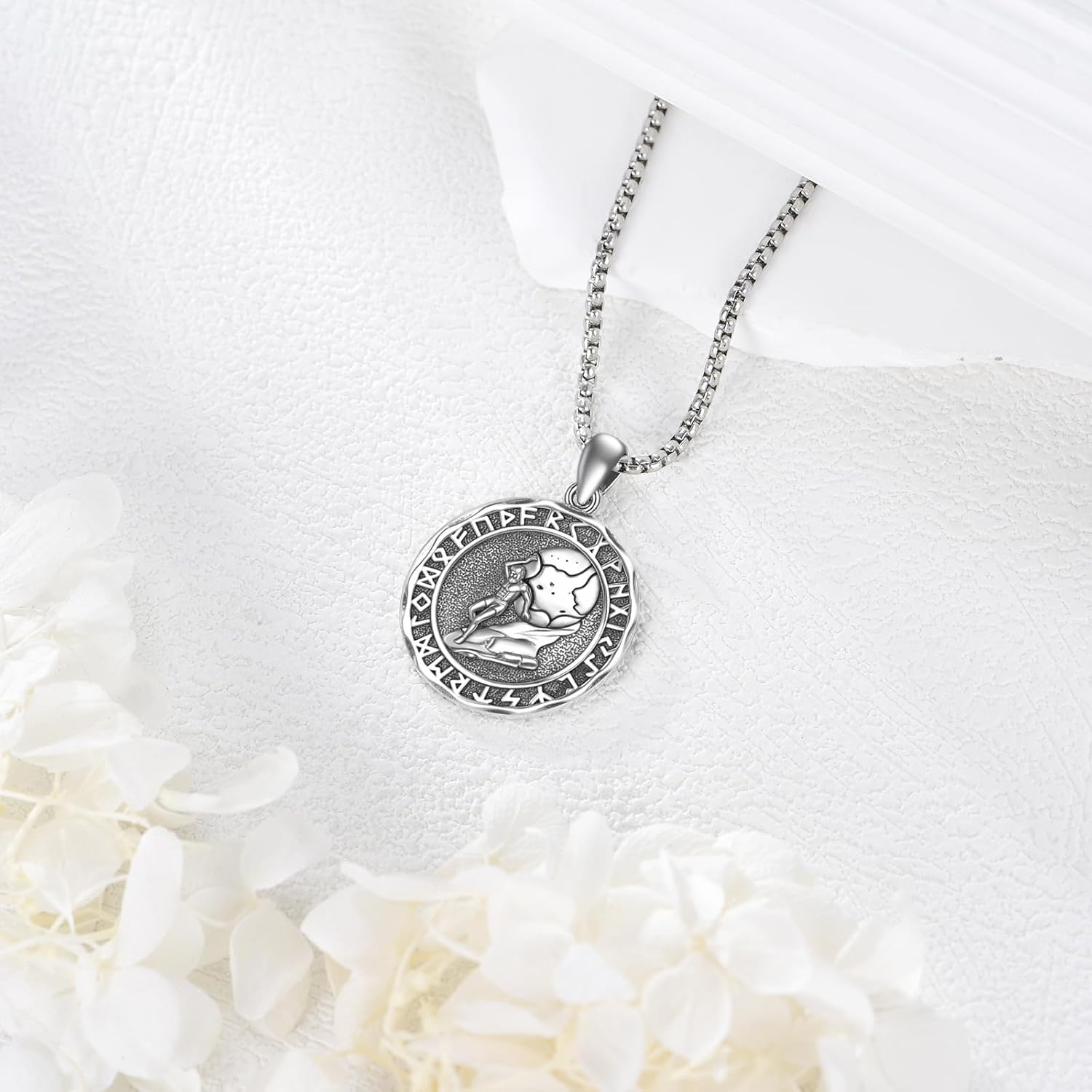Sisyphus Necklace Sterling Silver 925 - Mythological Greek Figure Pushing Boulder Inspirational Gift for Men Women