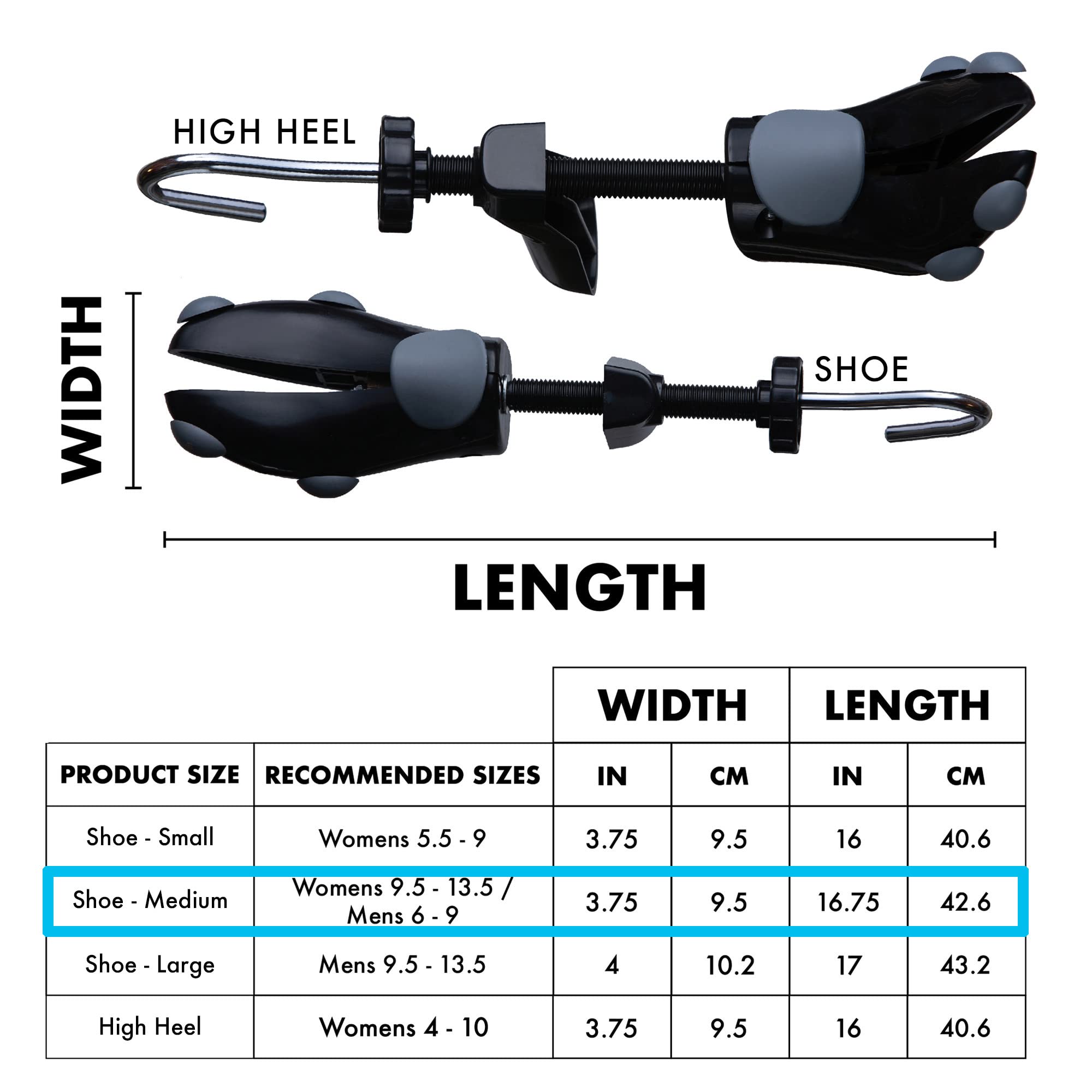 FOOTMATTERS Premium Shoe Stretcher - Shoe Widener & Expander for Women & Men with Tight Shoes - for US Women 9.5-13.5 and US Men 6-9