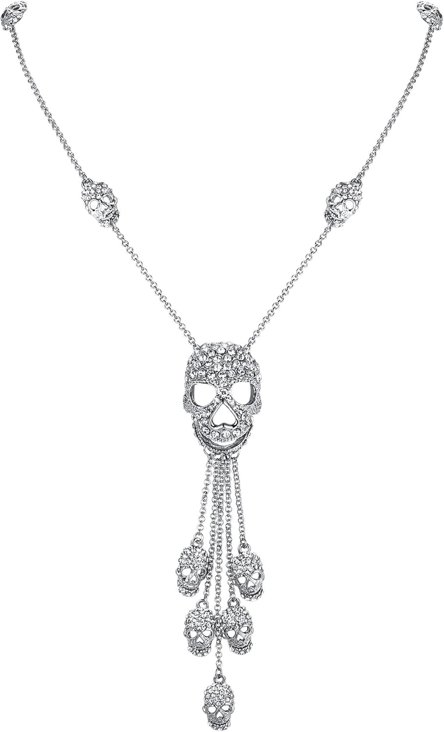EVER FAITH Austrian Crystal Halloween Cool Skull Pendant Adjustable Necklace