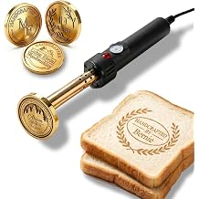 KAINSY Custom Branding Iron for Food, Personalized Logo Steak Branding Iron, Brass Food Stamp for Burger Buns Bread BBQ Meat Grill, Custom Engraving Iron, for Dad Men BBQ Lovers