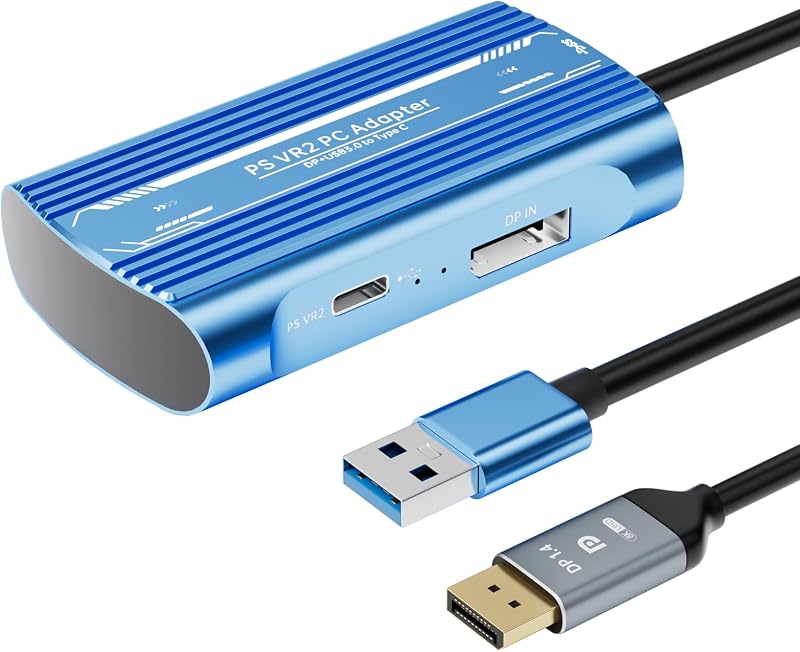 YCE PSVR2 PC Adapter for PlayStation VR2 and AR Glasses | Compatible with portable monitors. Includes a DP 1.4 cable and power adapter for easy connection and stable performance.