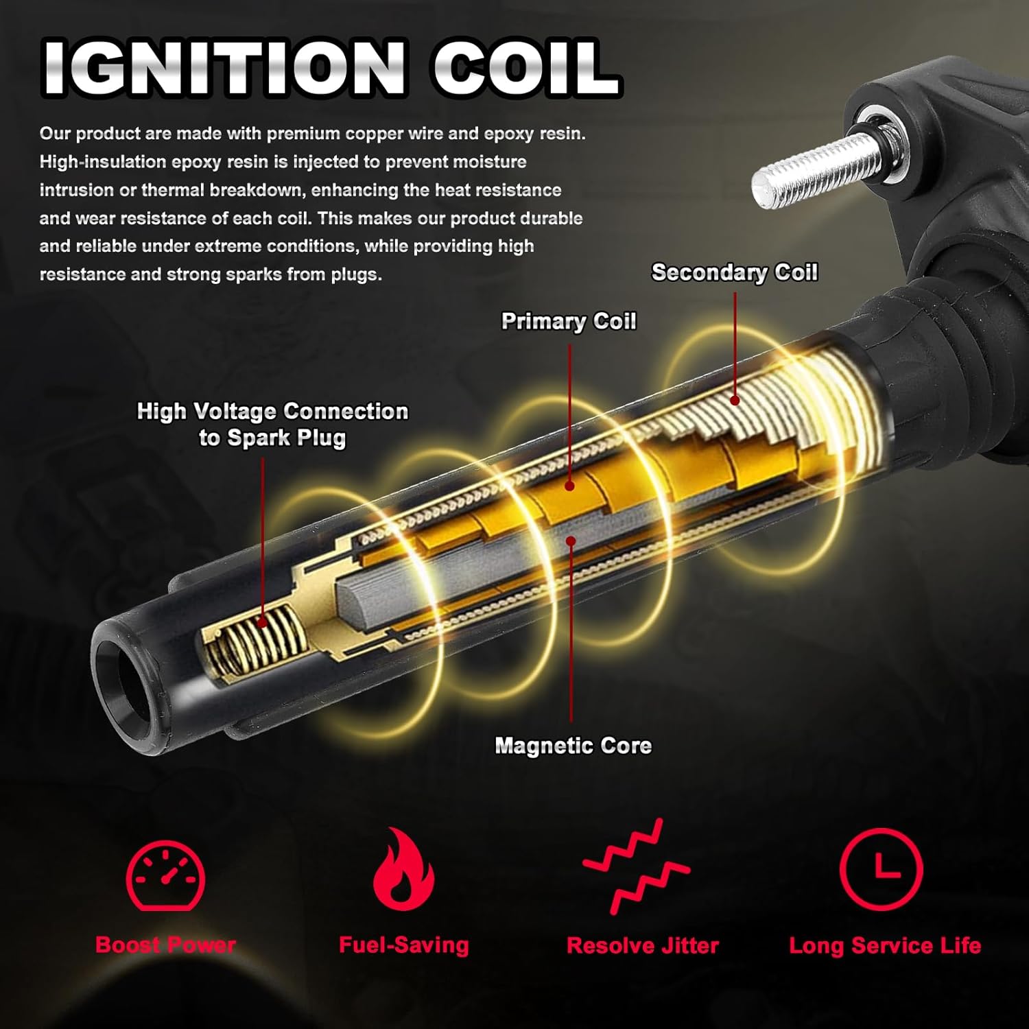 UF648 Set of 6 Ignition Coil Packs & Spark Plugs Compatible with Dodge Avenger Challenger Charger Journey Chrysler 200 300 Ram 1500 C/V ProMaster 1500 2500 3500 Volkswagen 3.6L Replace# C1791