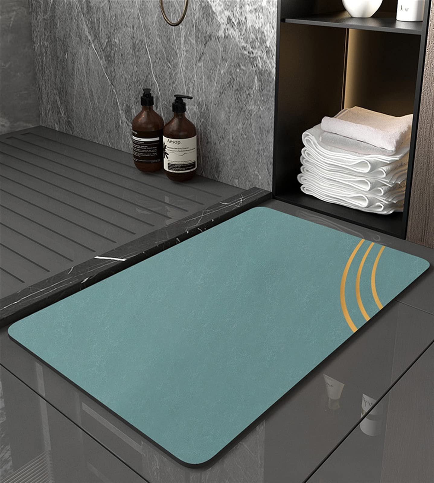 Diatomite rutschfeste Badematte, schnell trocknend und super saugfähig, für Badezimmer, 40 x 60 cm, Beige