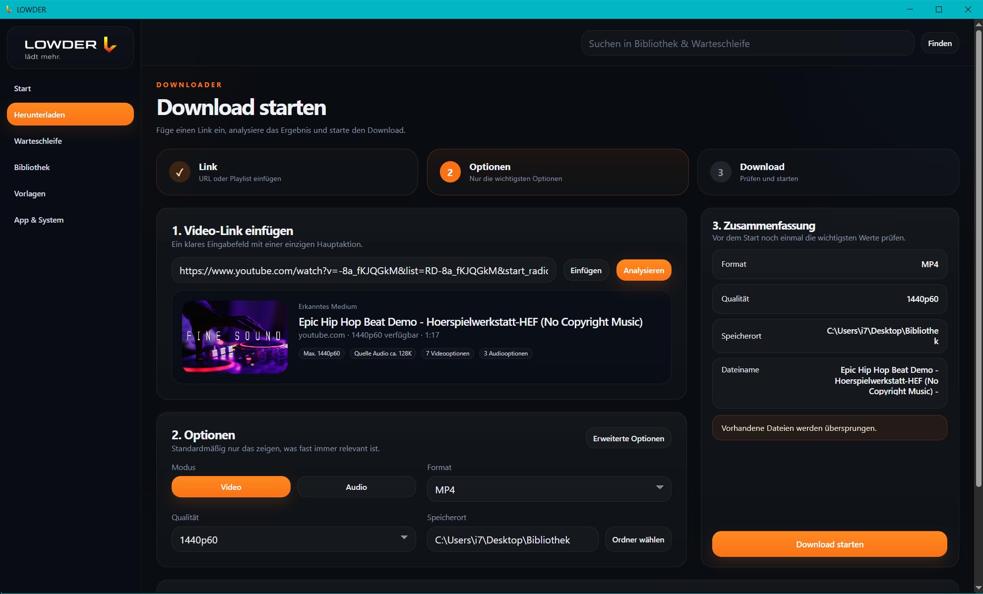 LOWDER PRO - Video- und Audio-Downloader für Windows | kompatibel mit YouTube | unterstützt ARD-, ZDF- und ARTE-Mediatheken | MP3, MP4, Playlist-Download & Bibliothek 1 PC/Mac - Dauerlizenz