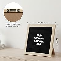 Vista 6 de C Crystal Lemon - Tablero de fieltro para letras, 10 x 10 pulgadas, tablero de madera para mensajes intercambiables, marco de madera, montaje