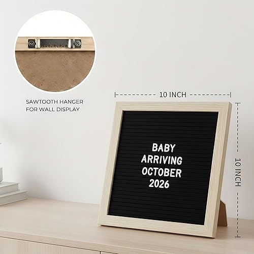 Miniatura 6 de C Crystal Lemon - Tablero de fieltro para letras, 10 x 10 pulgadas, tablero de madera para mensajes intercambiables, marco de madera, montaje