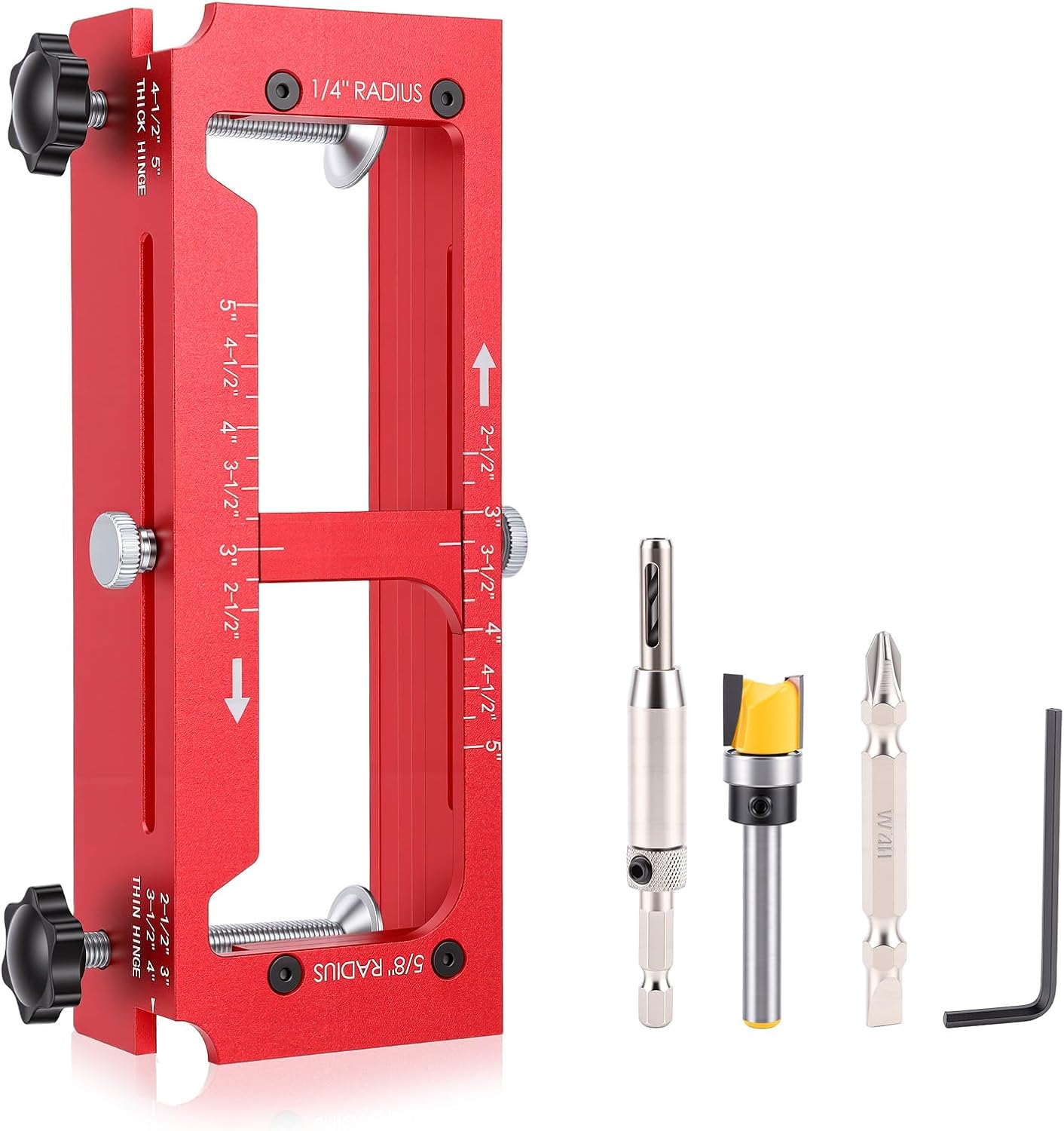 Yosoo Health Gear Door Hinge Jig Aluminum Alloy Door Hinge Router Template Kit 2.5" to 5" Hinges with 1/4", 5/8" & Square Corners Types of Door Hinges